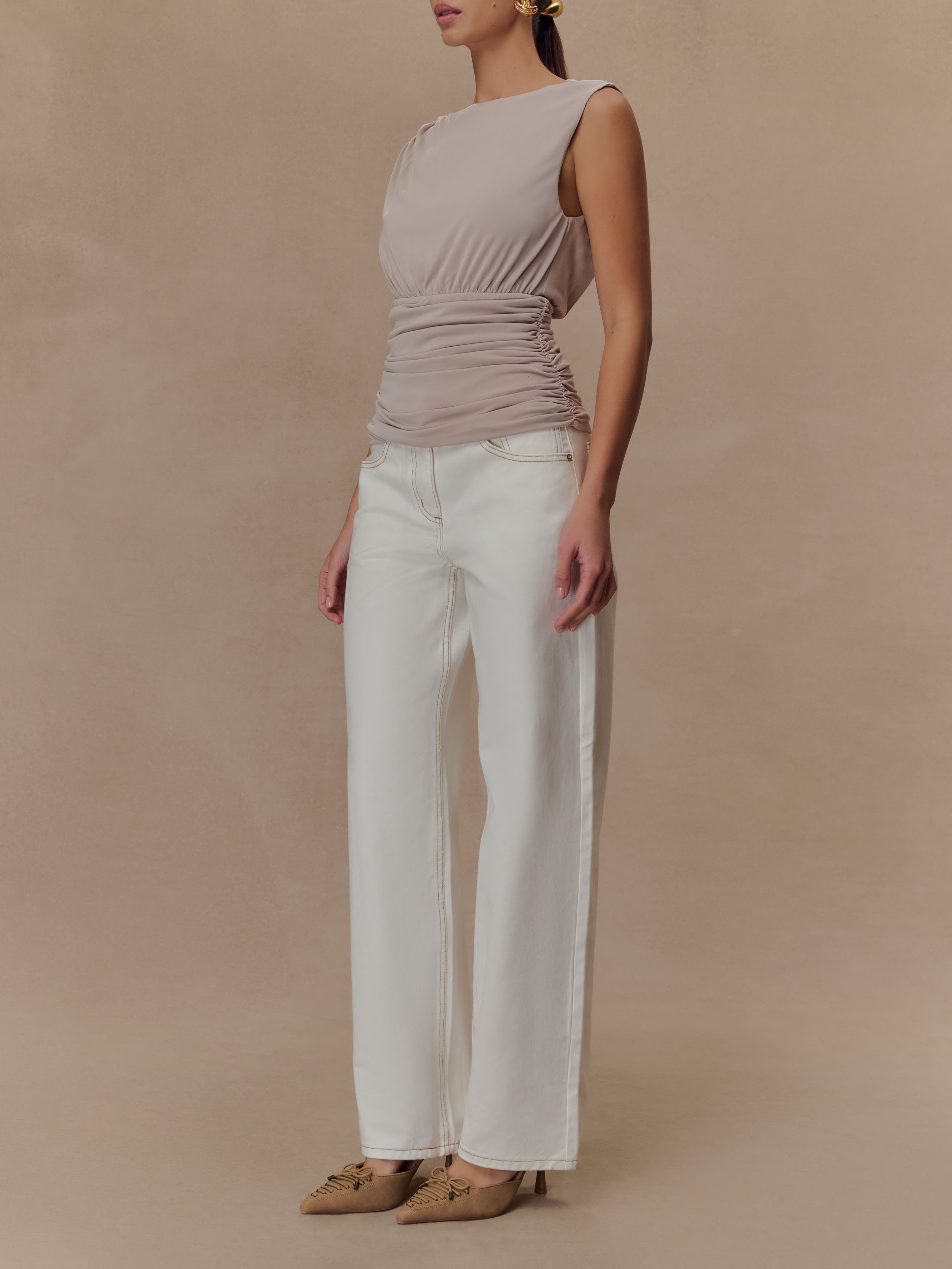 Taupe Short Sleeve Top