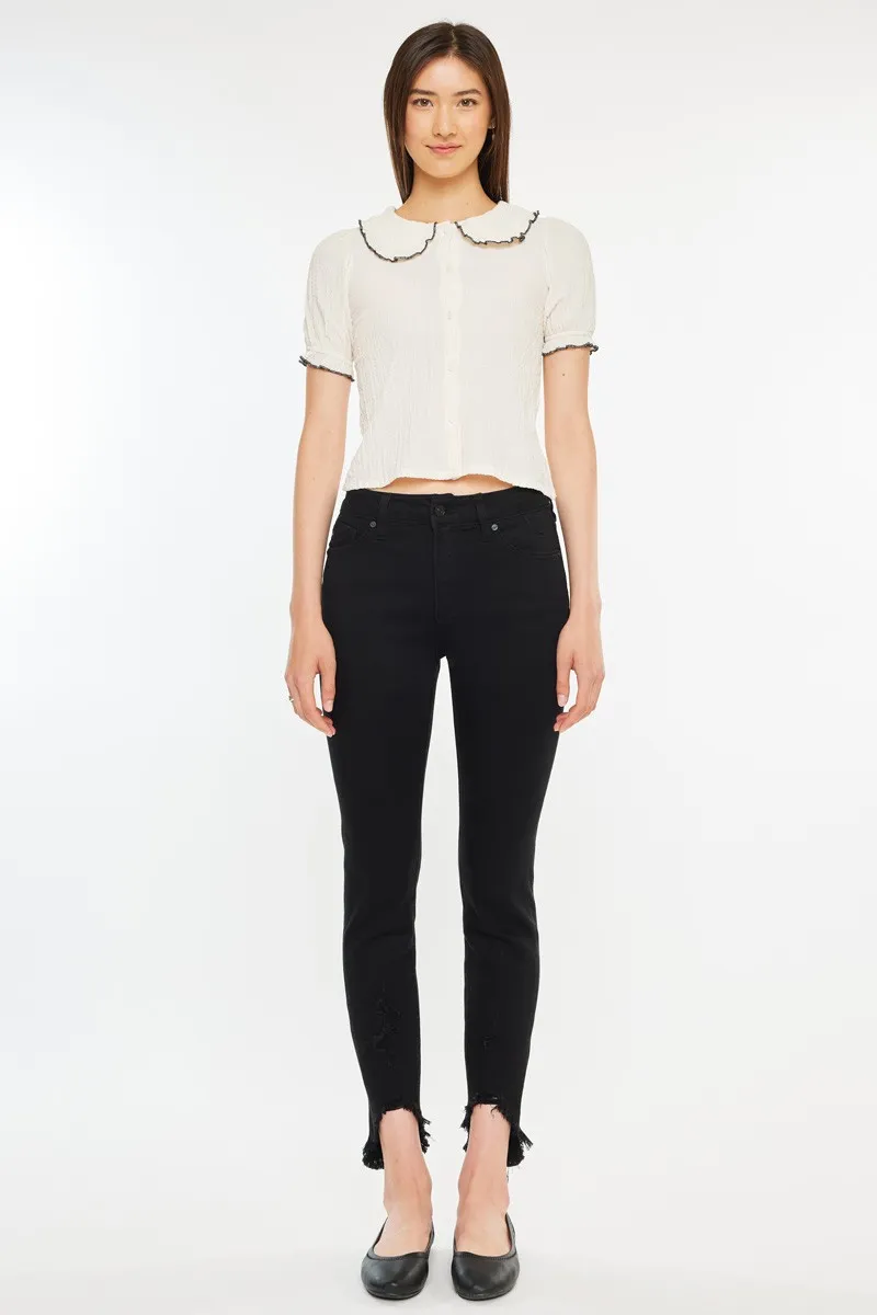 High Rise Black Ankle Skinny Jeans