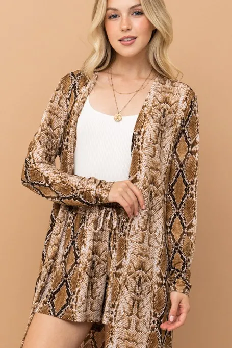 And The Why Animal Print Kimono and Shorts Set