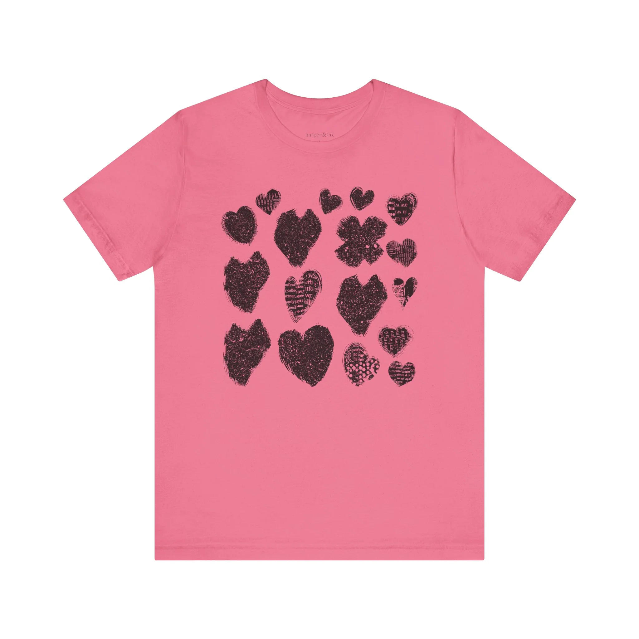 Black Grunge Hearts Unisex Jersey Short Sleeve Tee