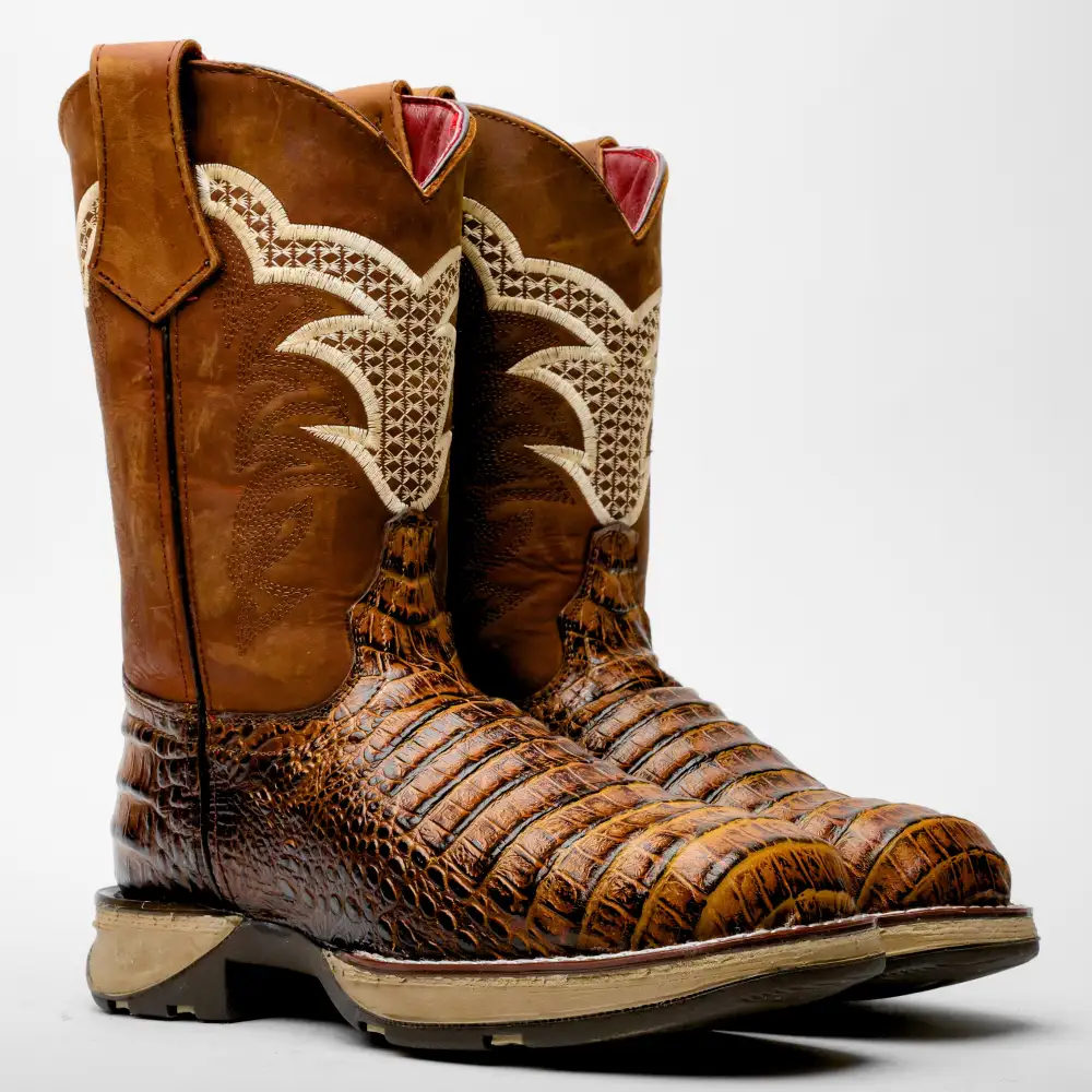 Honey Caiman Belly Leather Boots With 3D Lightweight Sole - Composite Toe