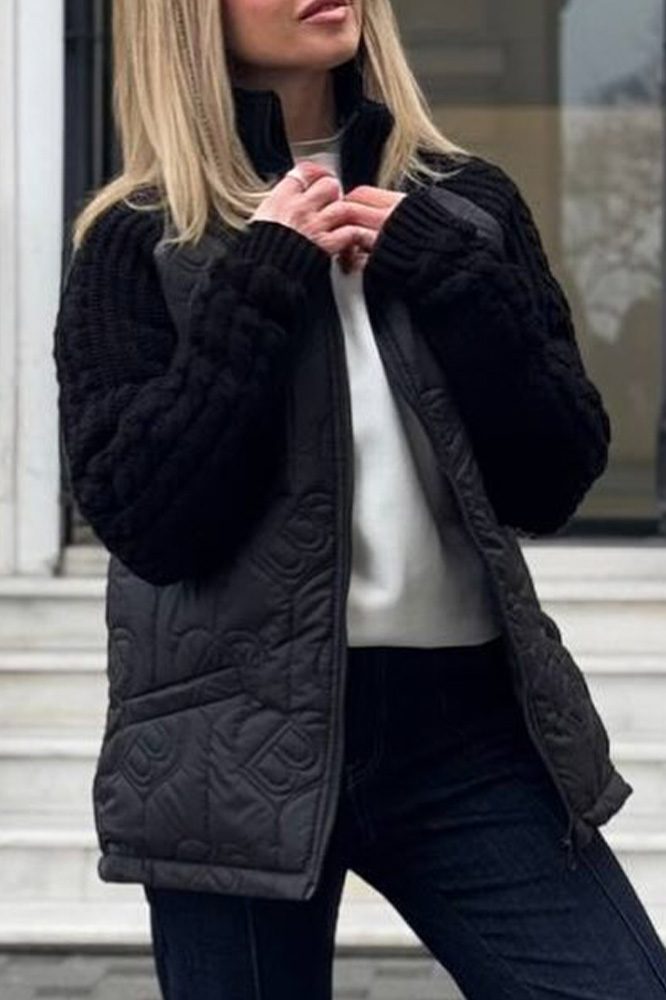 Women's Stylish Knitted Splicing Casual Jacket