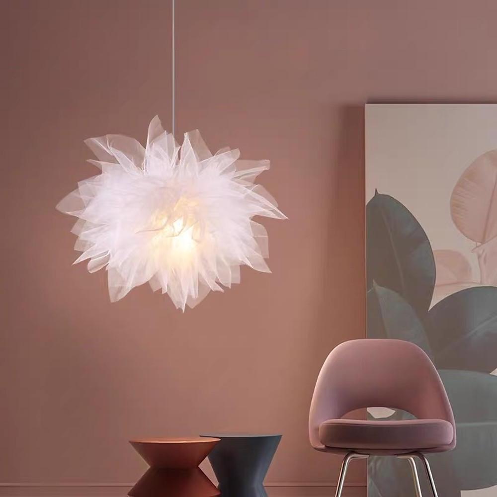 20'' Cotton Candy Mid Century Modern Pendant Light Metal Fabric Pendant Light