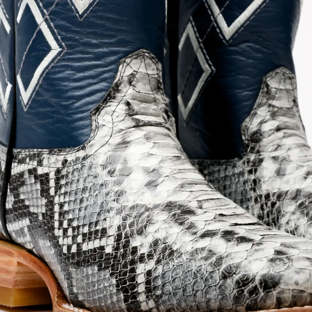 Natural Python Leather Boots - Square Toe