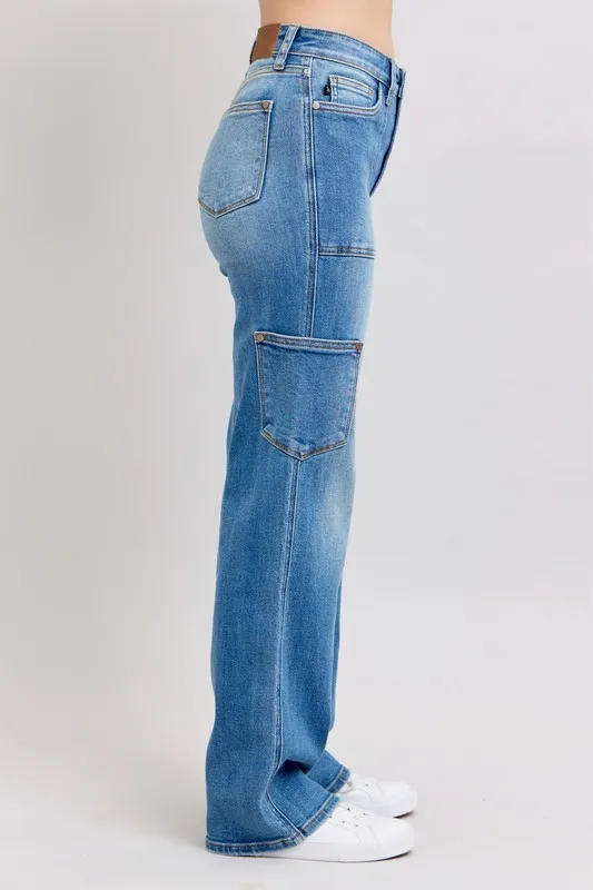 Blue Full Size High Waist 90's Straight Jeans Plus Size