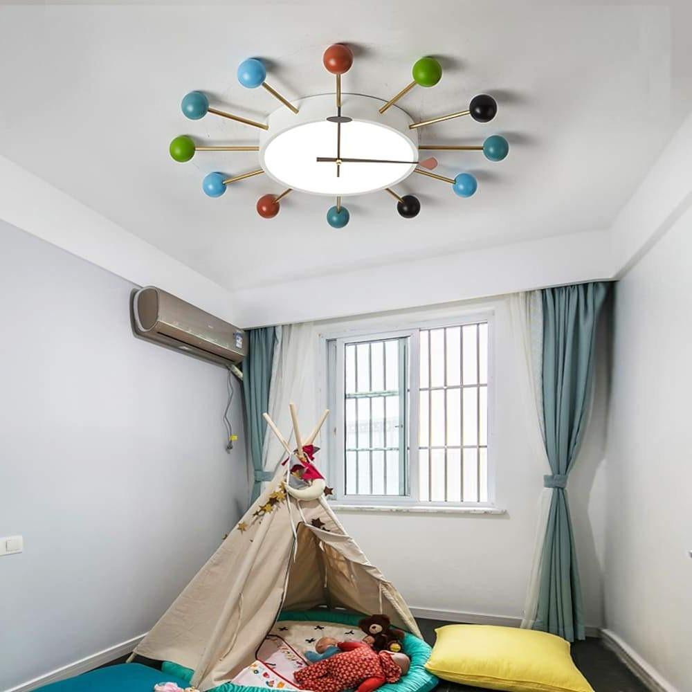 Round Colored Globes Flush Mount Ceiling Light for Living Room LED Baby Kids Lights