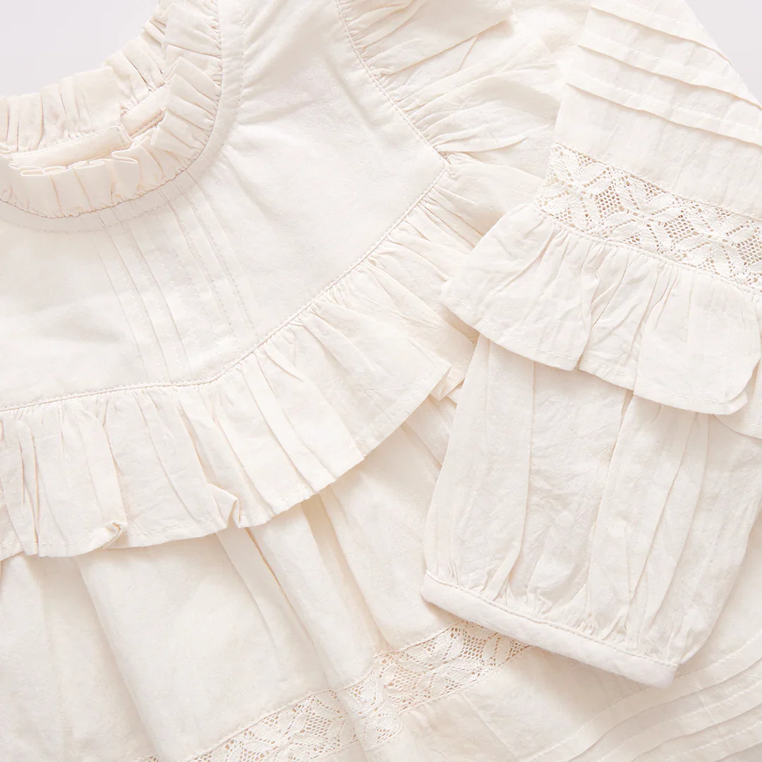 Girl's Mira Top Antique White