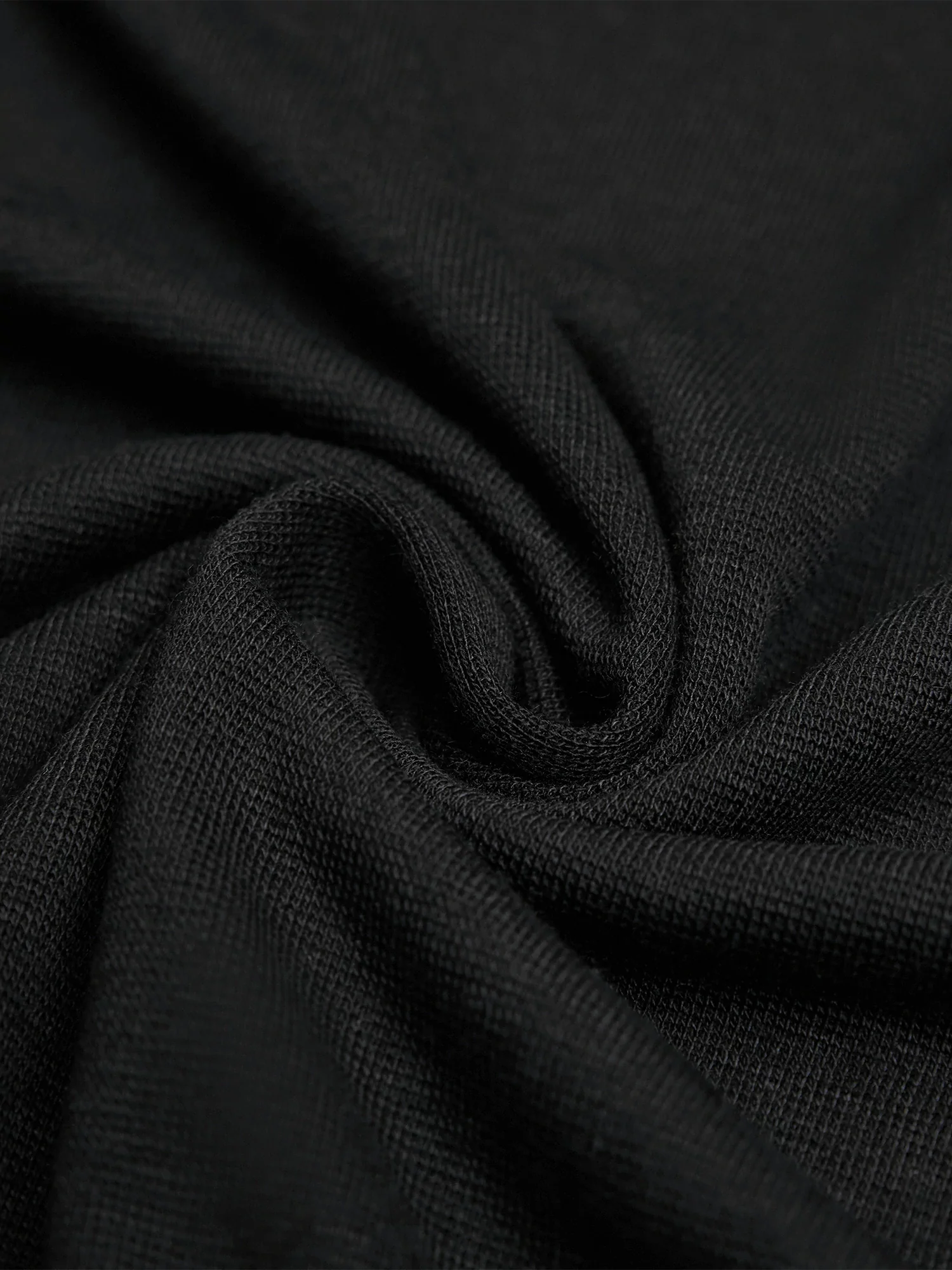 Lyocell & Wool Round Neck Long Sleeve Drawstring T-Shirt