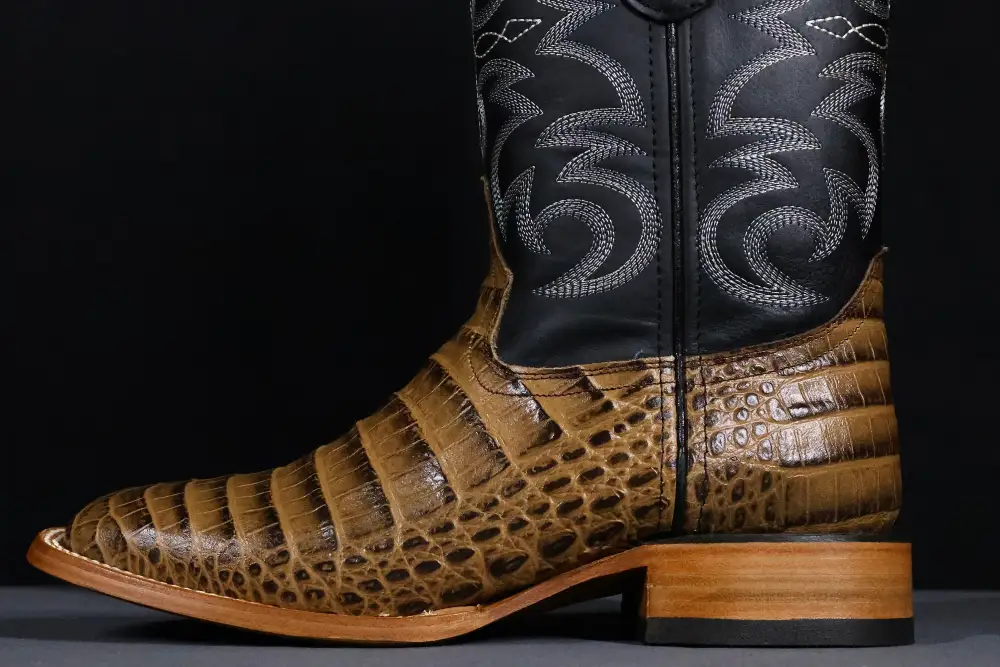 Men’s Honey American Gator Belly Leather Boots—Square Toe