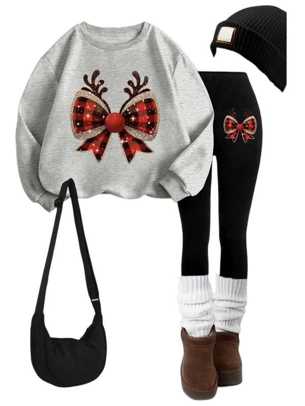 Women's Christmas Pattern Sweatshirt Set