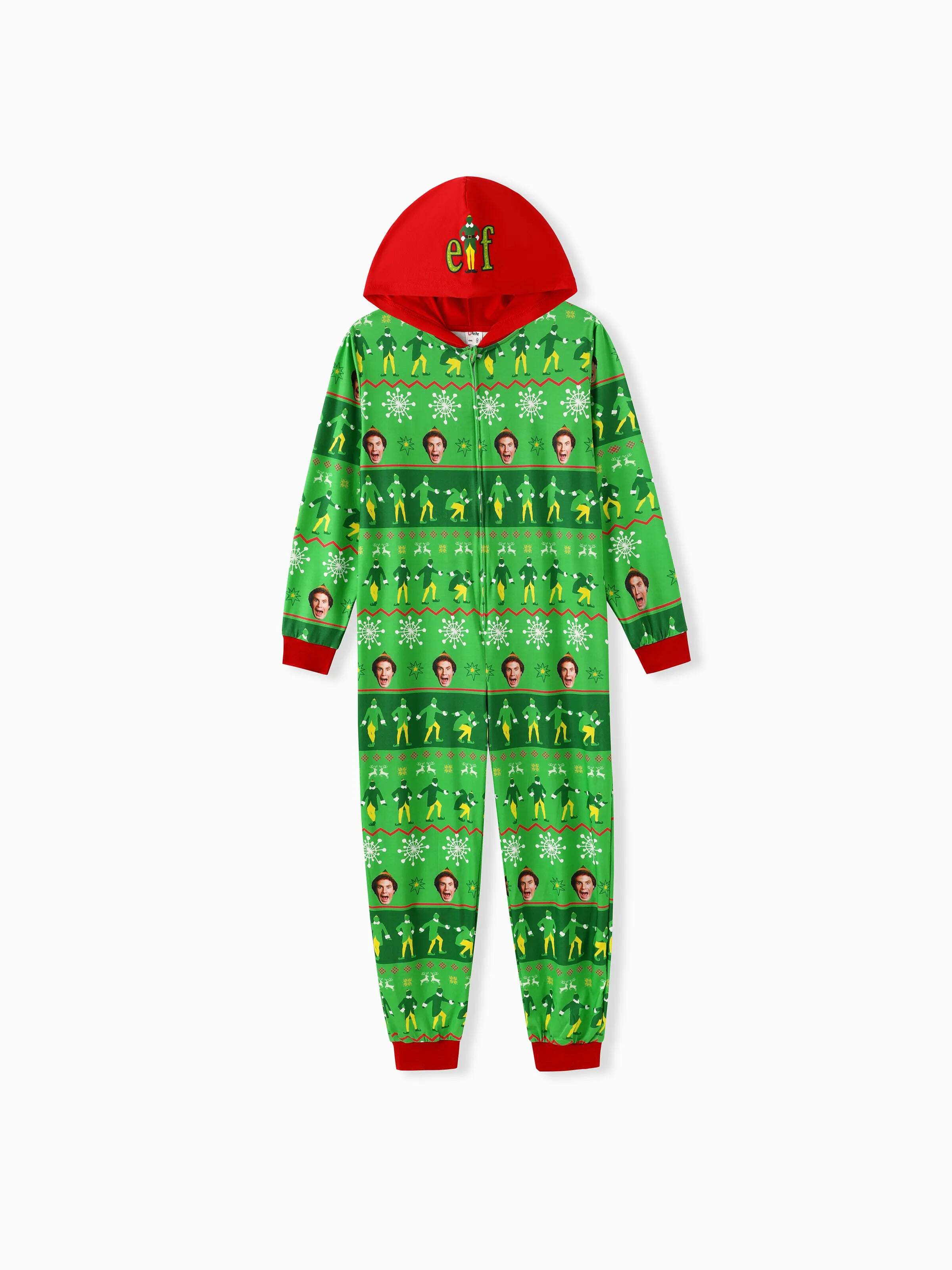 Christmas Family Matching Fair Isle Pattern Hooded Jumpsuit Green