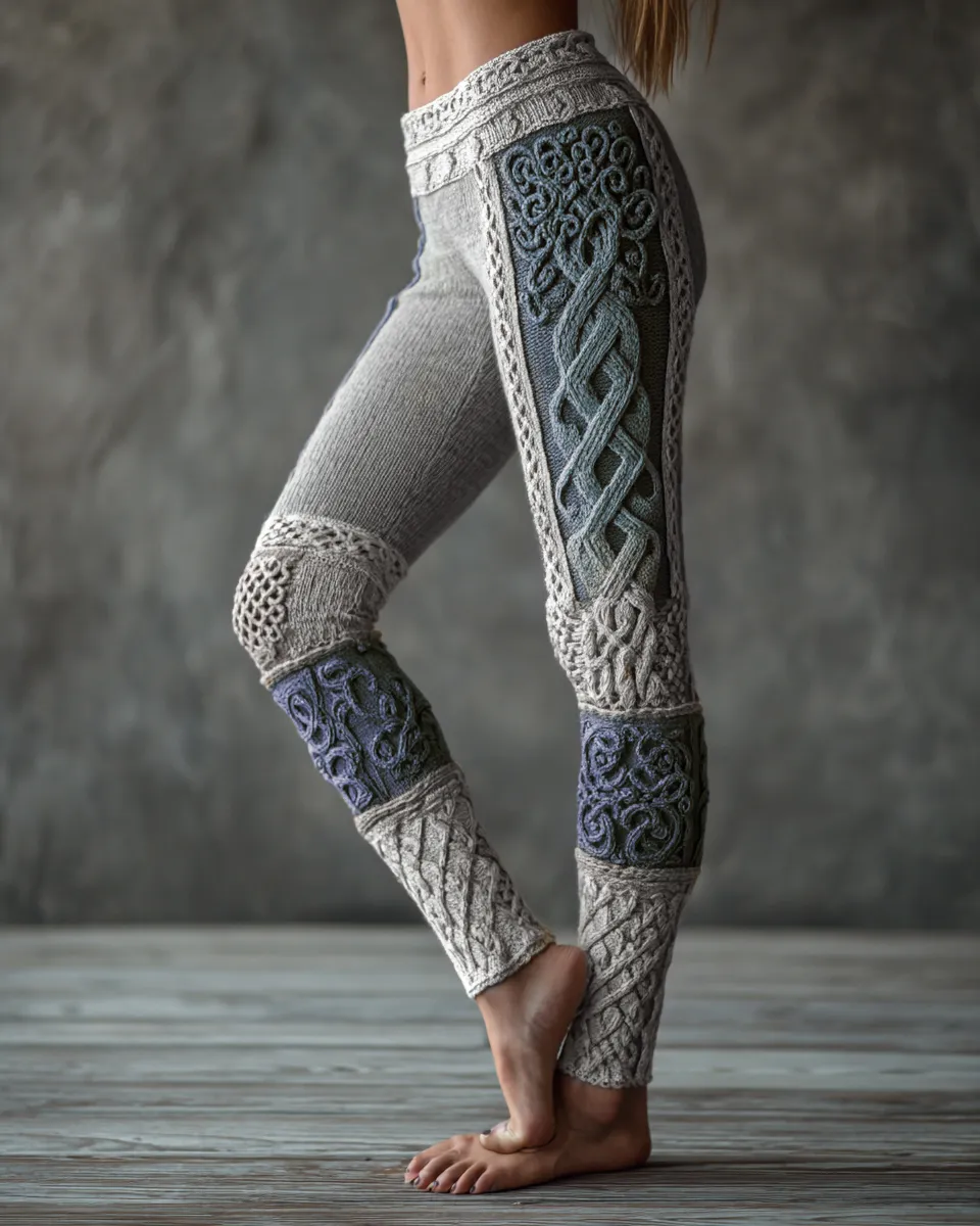 Vintage Tree Of Life  Celtic Knit Art Cozy Leggings