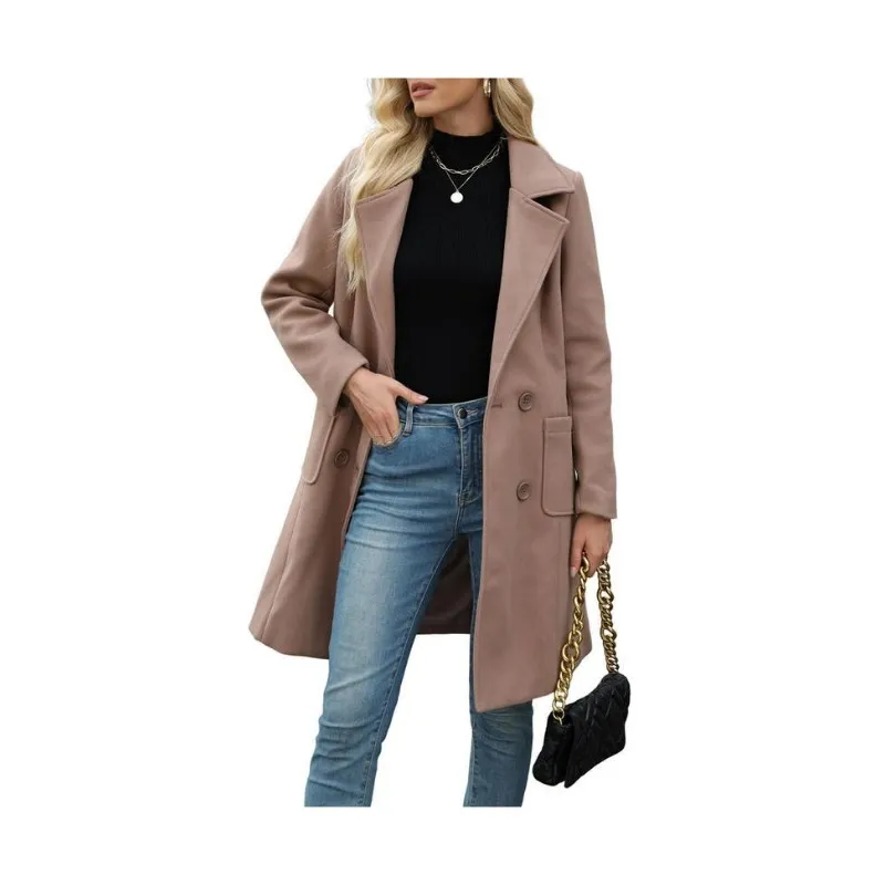 Tynelle Ladies' 8-Color Wool-Blend Mid-Length Lapel Coat