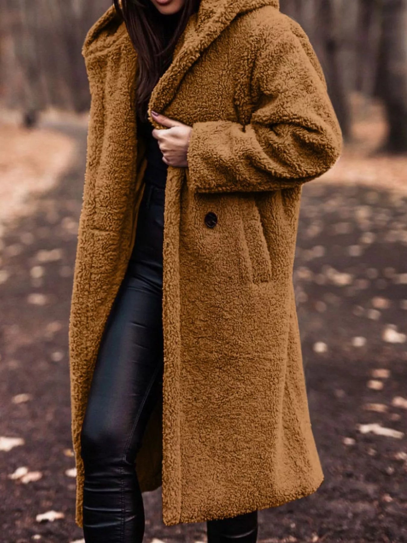 Teddy Bear Hooded Longline Outerwear
