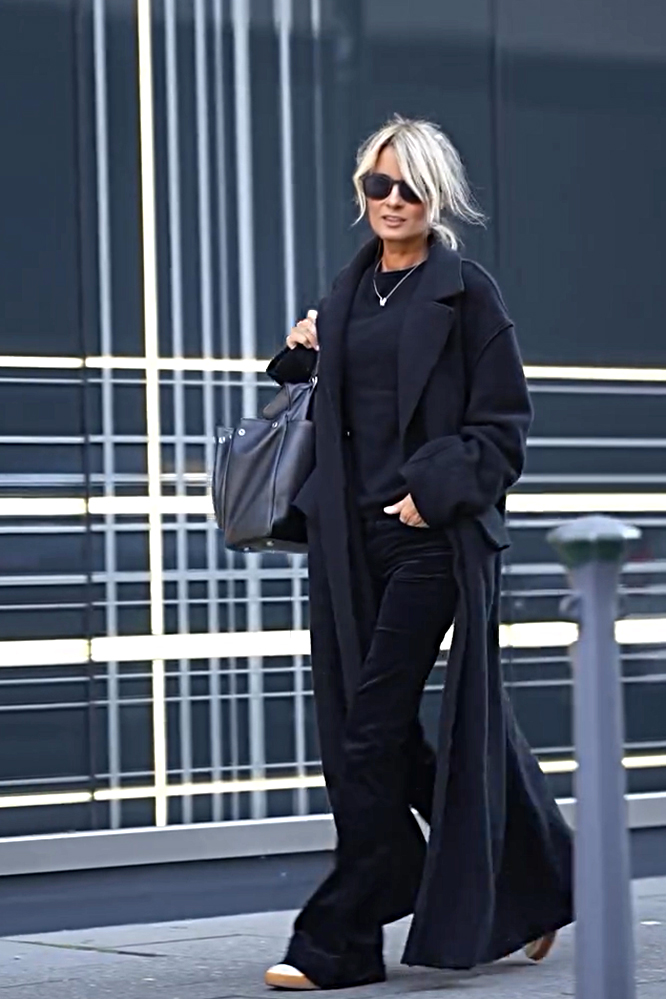 Solid color lapel casual long coat