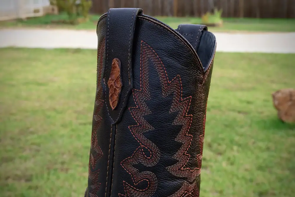 Cognac Jumbo Python Leather Boots — Round Toe