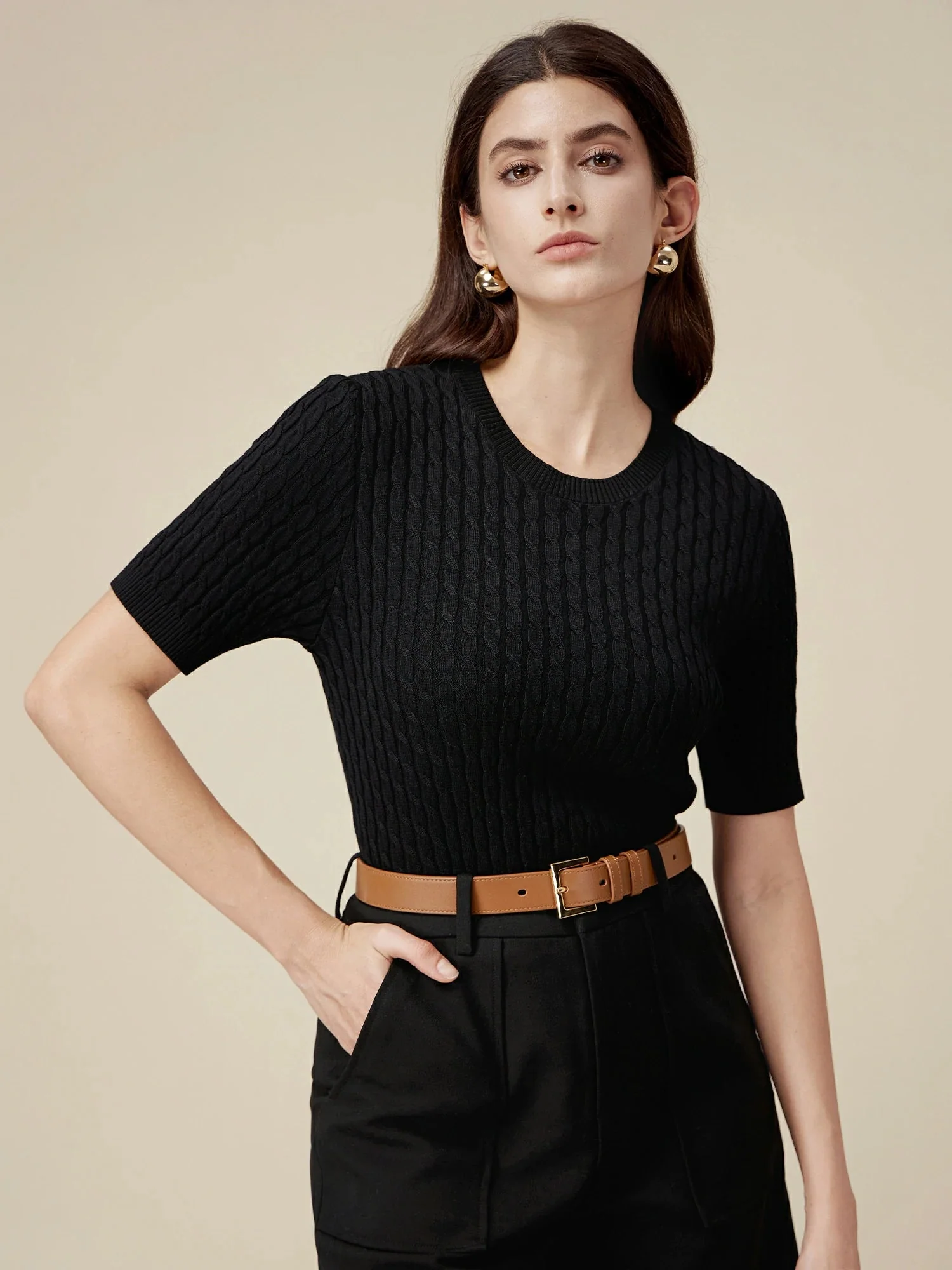 100% Lyocell Knit Sweater Top