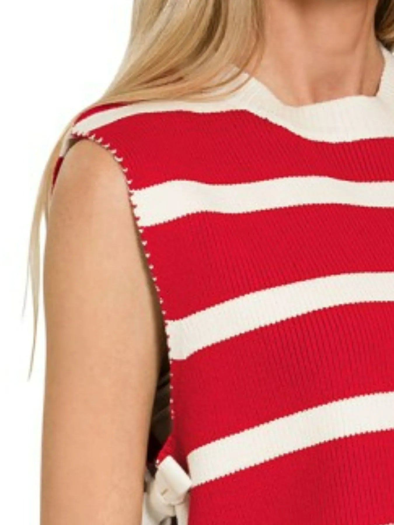 Side Tie Stripe Sweater Vest