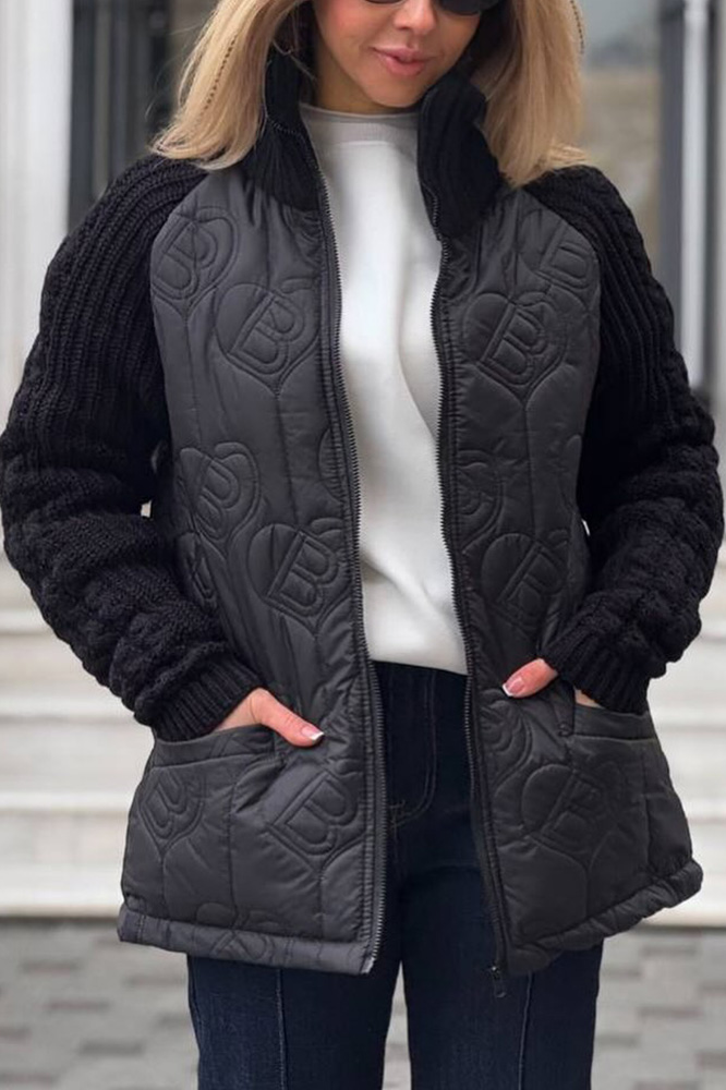 Women's Stylish Knitted Splicing Casual Jacket
