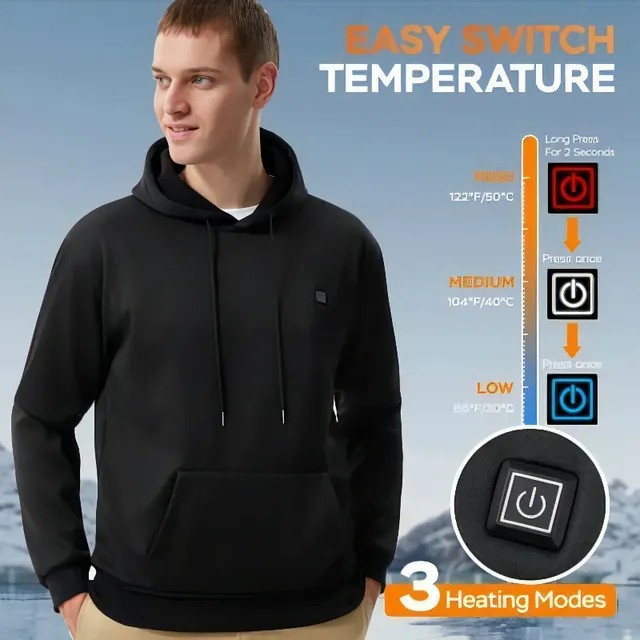 Men’s Smart Heated Hoodie with 5-Zone Heating & Adjustable Temperature