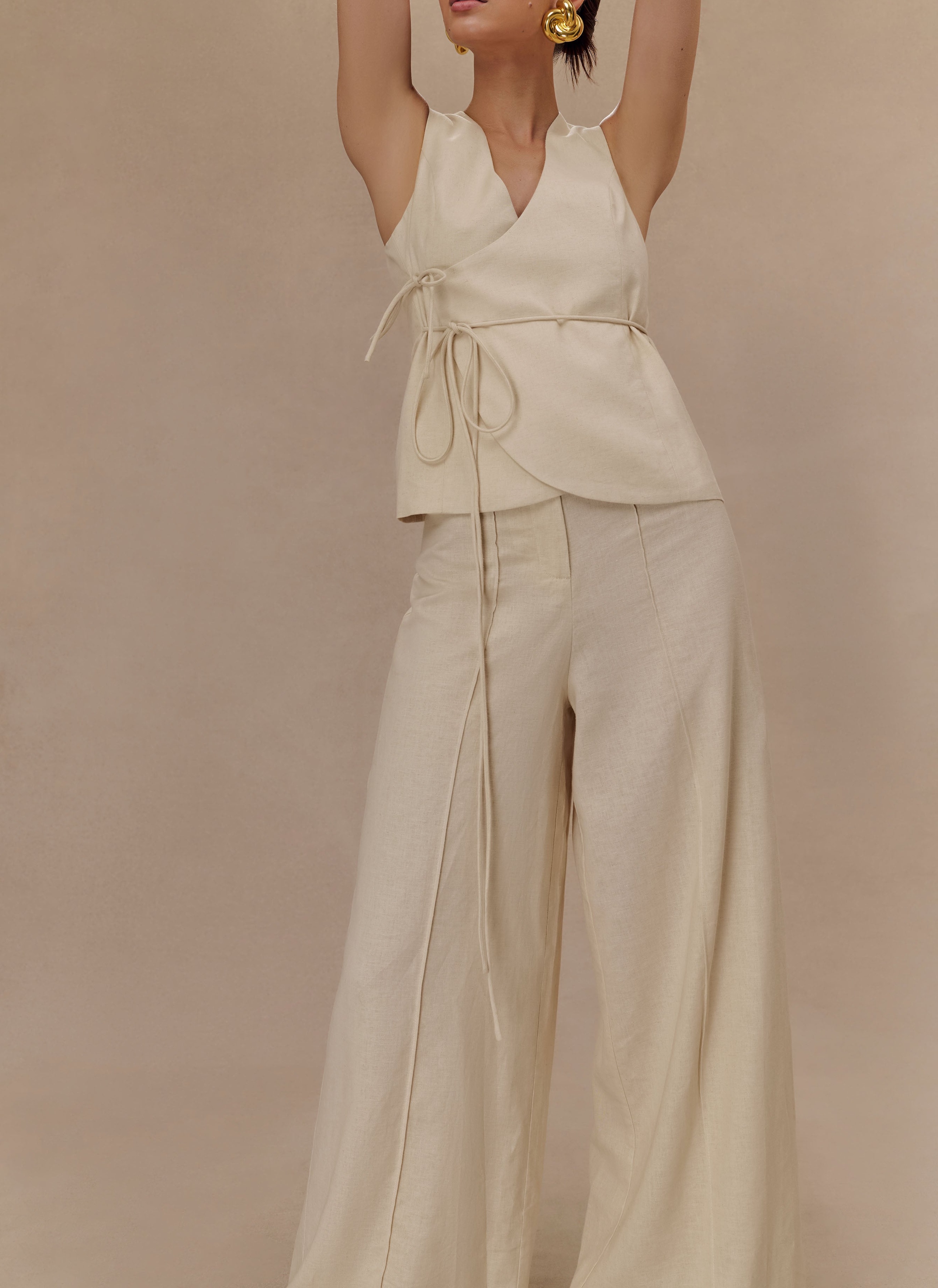 Marle Linen Sleeveless Wrap Top