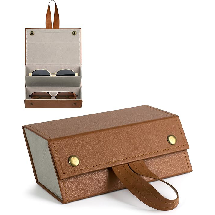 Multiple Glasses Leather Storage Case