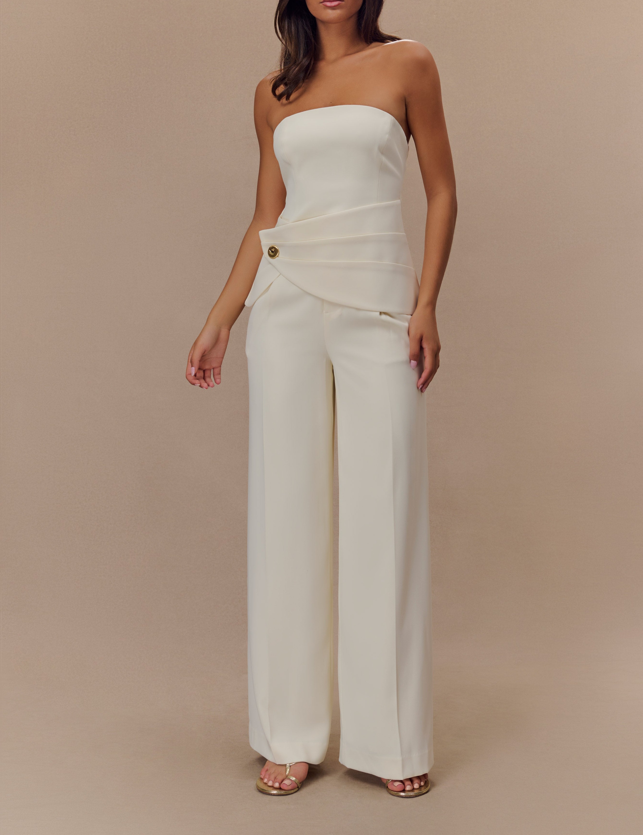 Ivory Strapless Suiting Top