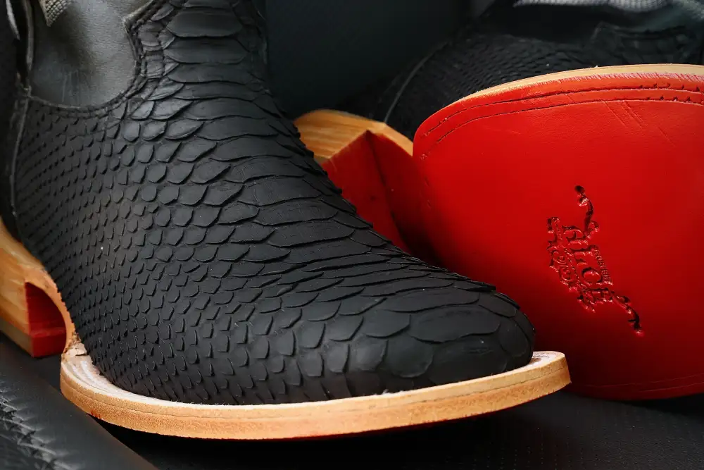 Men’s Genuine Black Python Boots — Square Toe