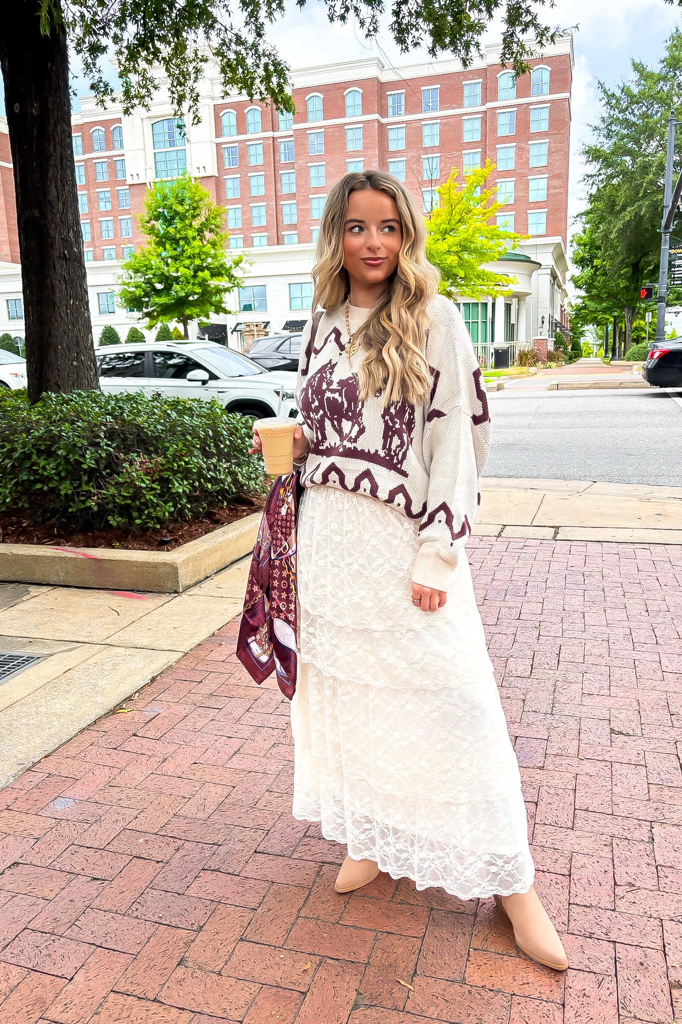 Vintage Veil Tiered Lace Maxi Skirt
