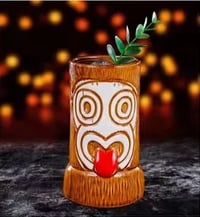 Tiki Bar Mugs for Cocktails, Premium Tropical Cups Drinks for Exotic Party