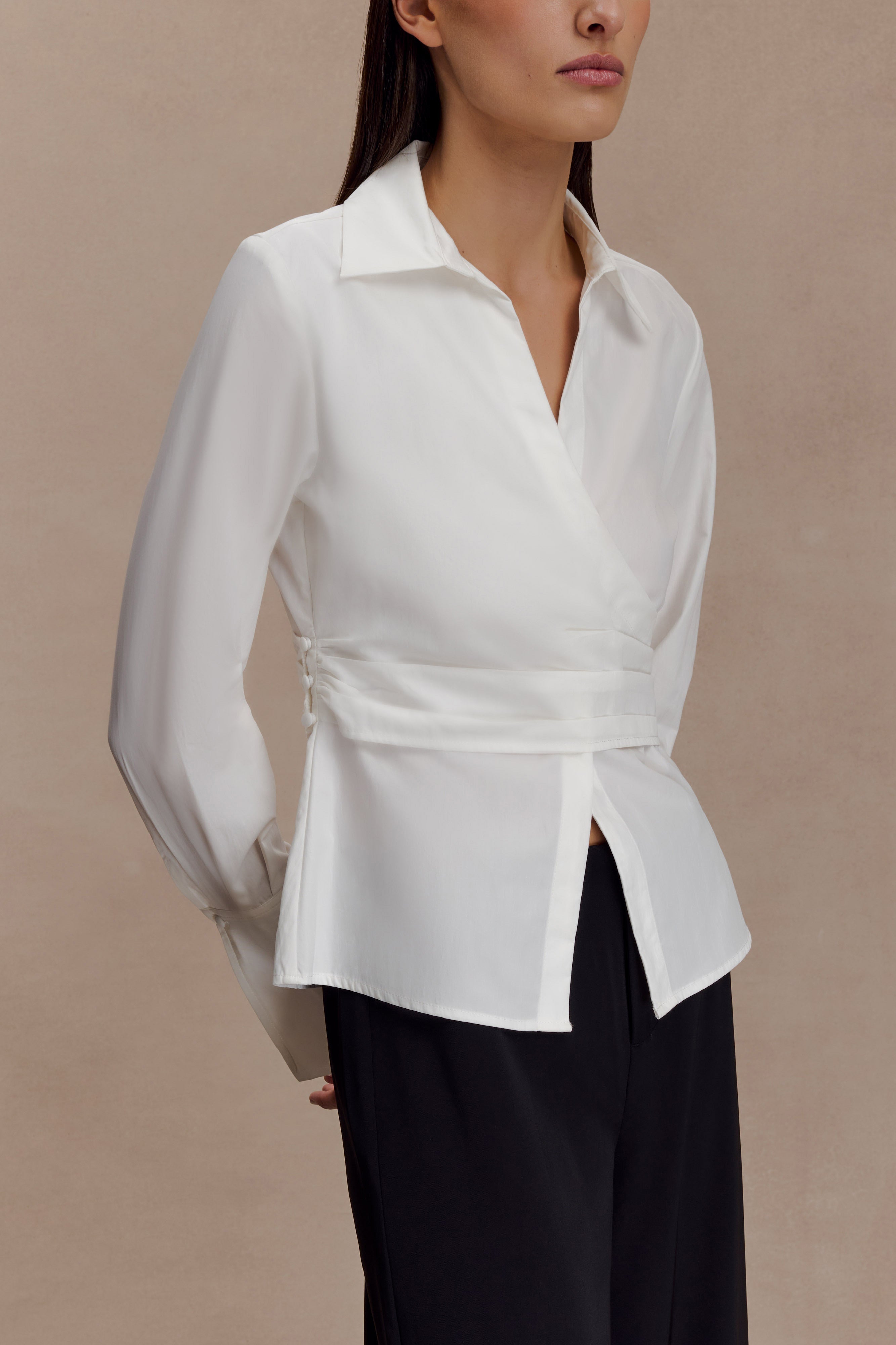 White Wrap Cotton Shirt