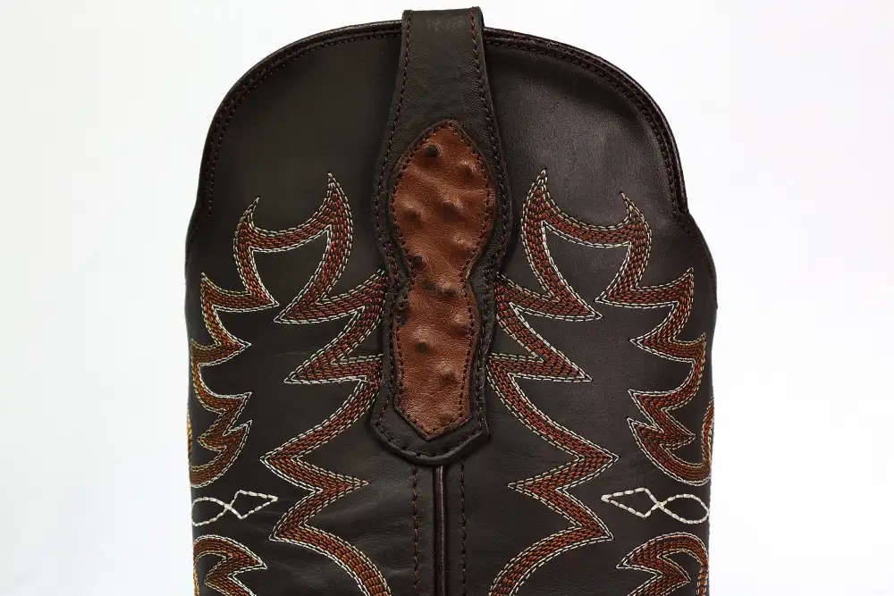 Brown Ostrich Leather Boots — Square Toe