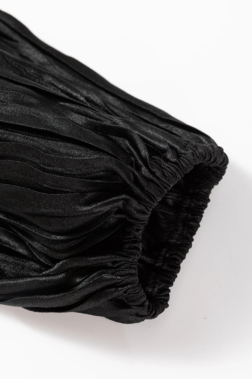 Textured Bubble Sleeve V Neck Loose Blouse