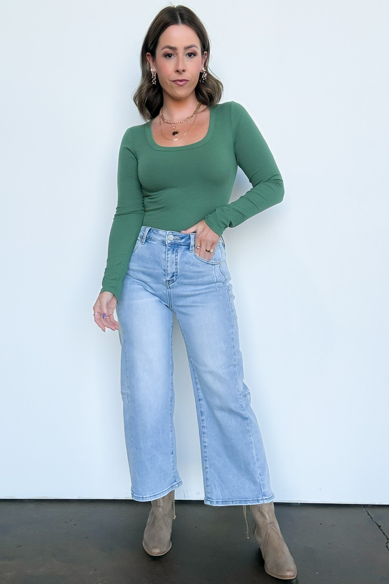 Crop Wide Leg Seam Detail Jeans