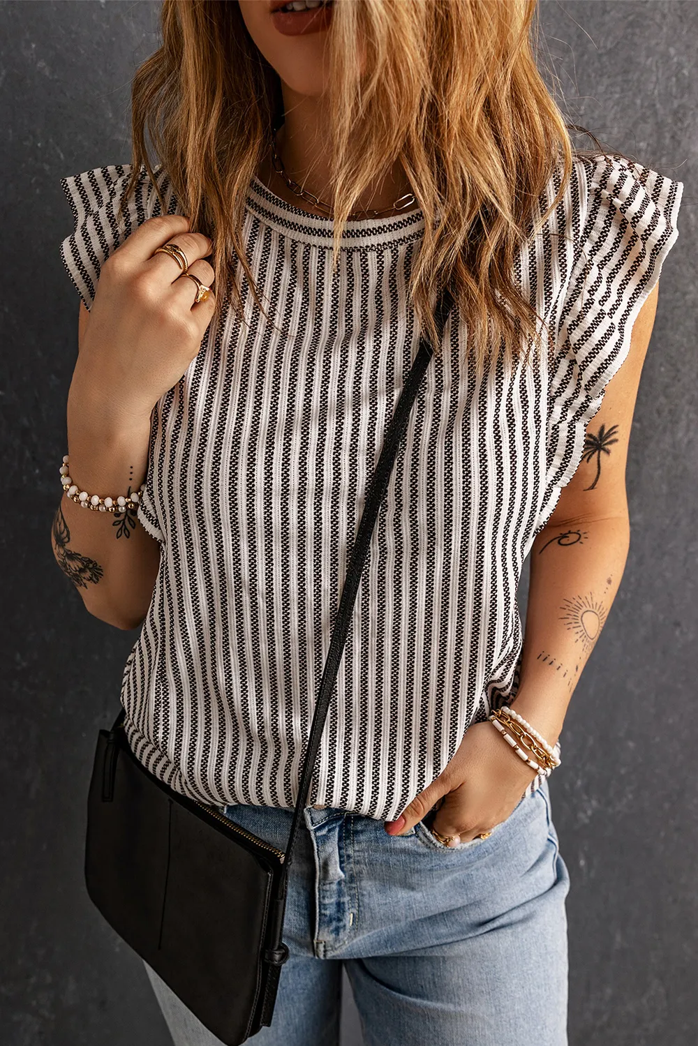 Alice Striped Flutter Sleeve Tank