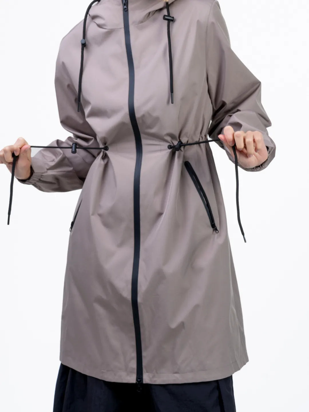 Long Line Waterproof Raincoat With Warmer brushed lining