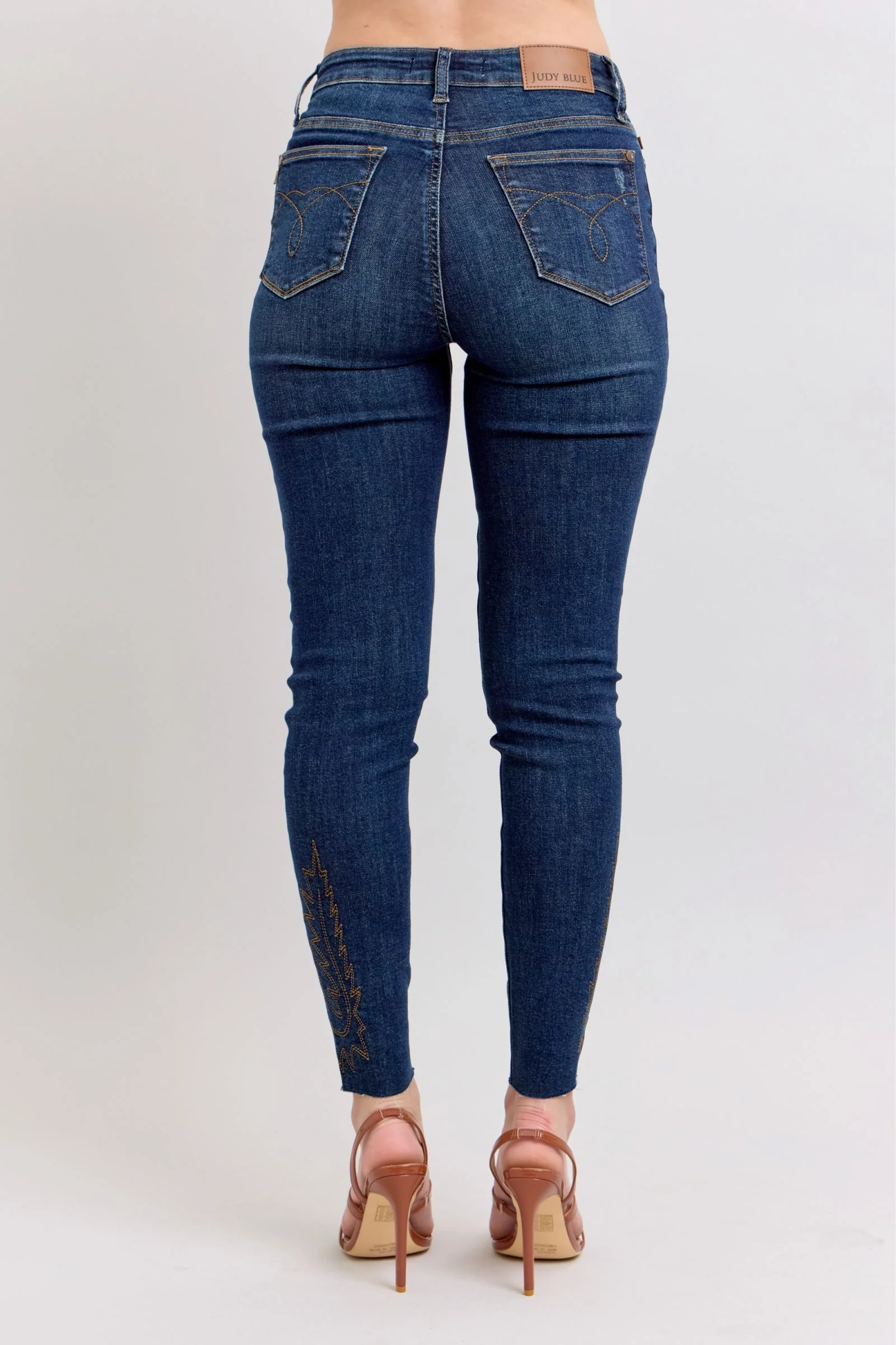 Blue Full Size Embroidered High Rise Skinny Jeans Plus Size
