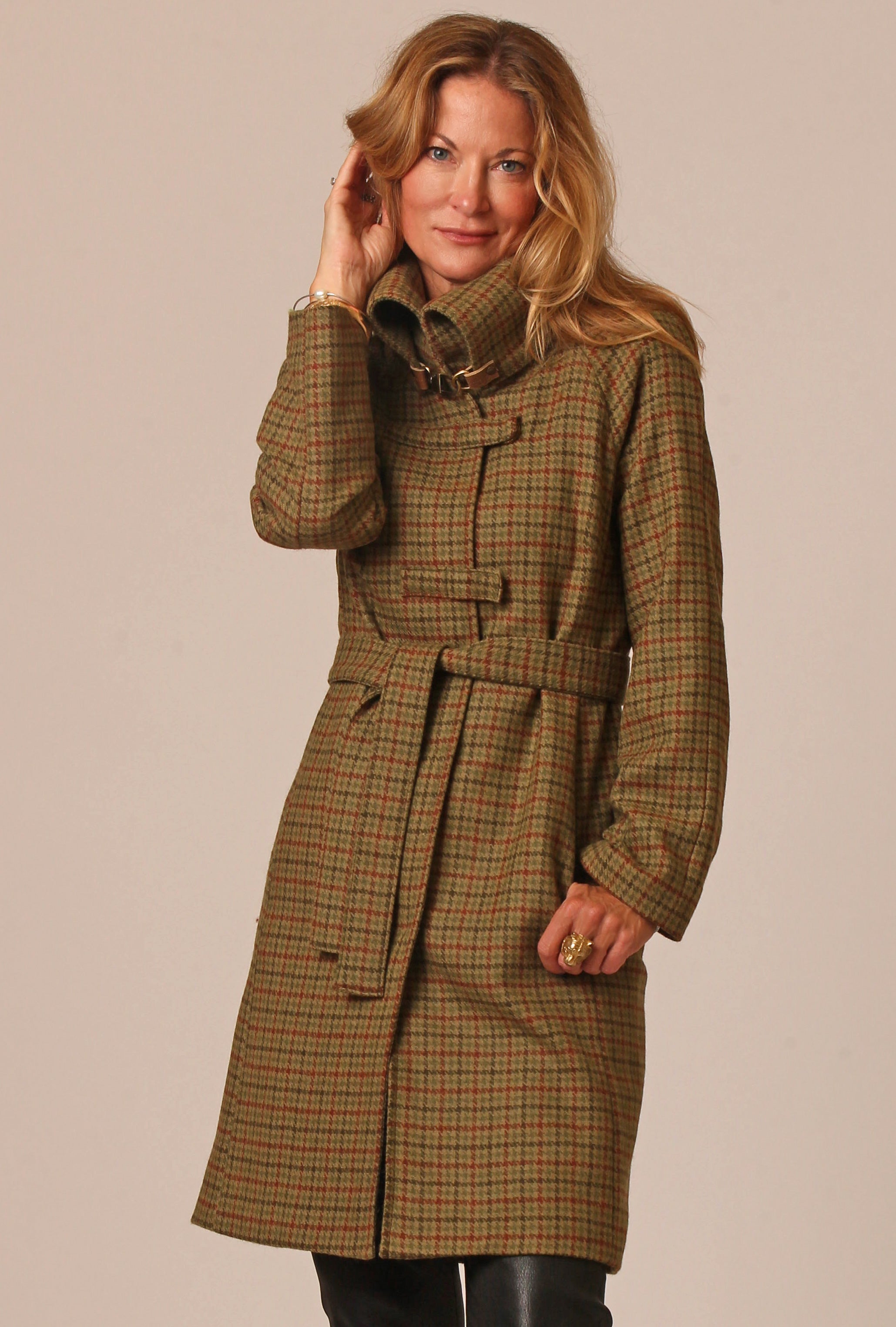 PLAID CROSSBAR RAGLAN COAT