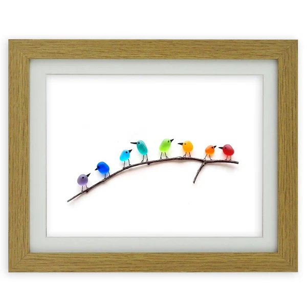 SheremArt Sea Glass Birds Decor Coastal Love Notes