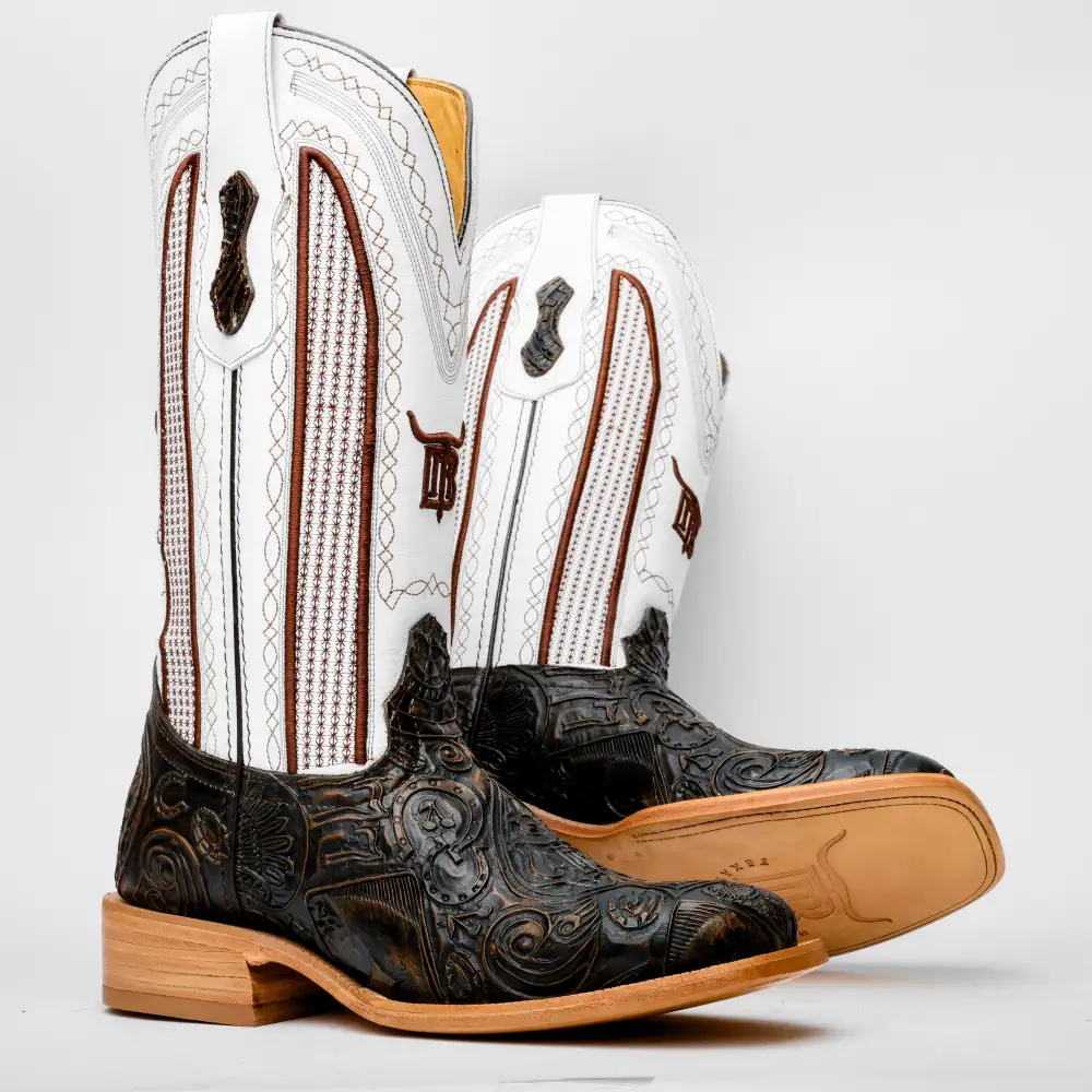 “Ace Of Spades” Bronze Boots - Square Toe