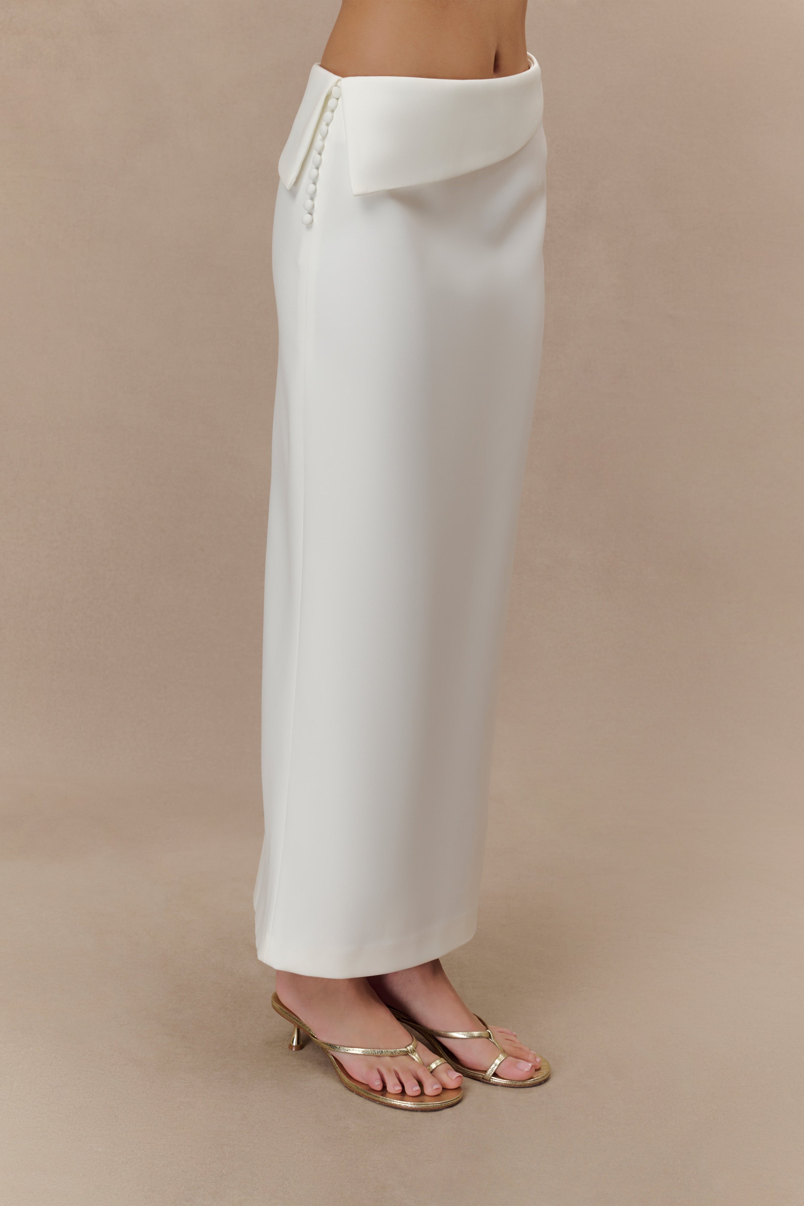 White Suiting Midi Skirt