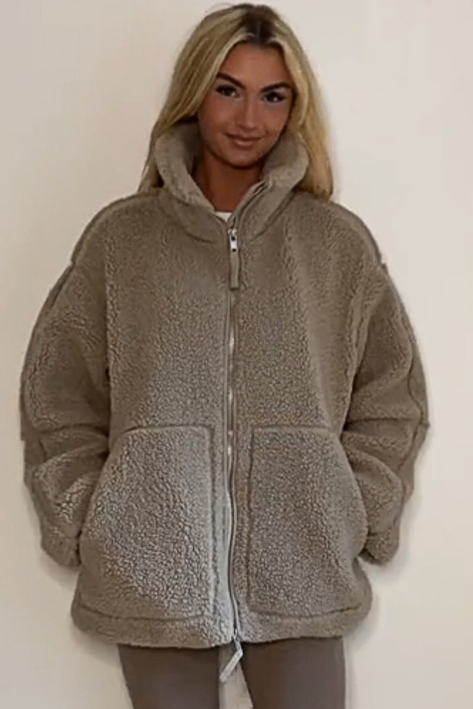 Women's solid color warm fleece jacket
