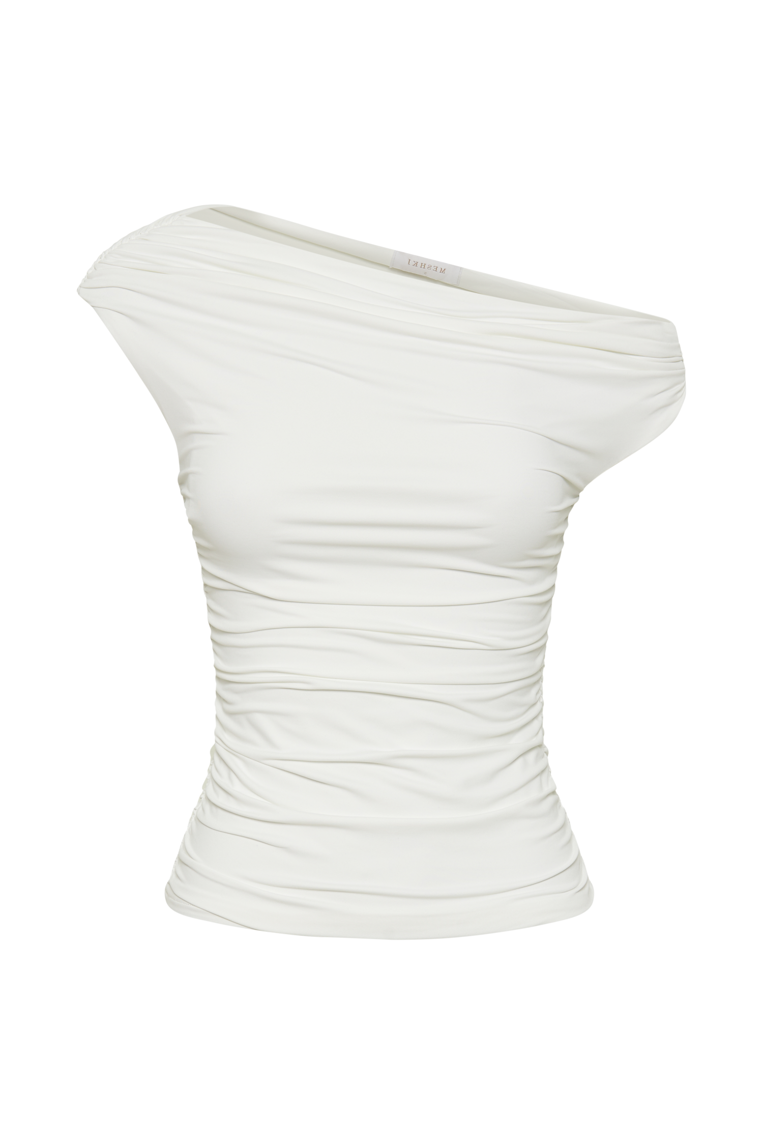 White Recycled Nylon Ruched Top