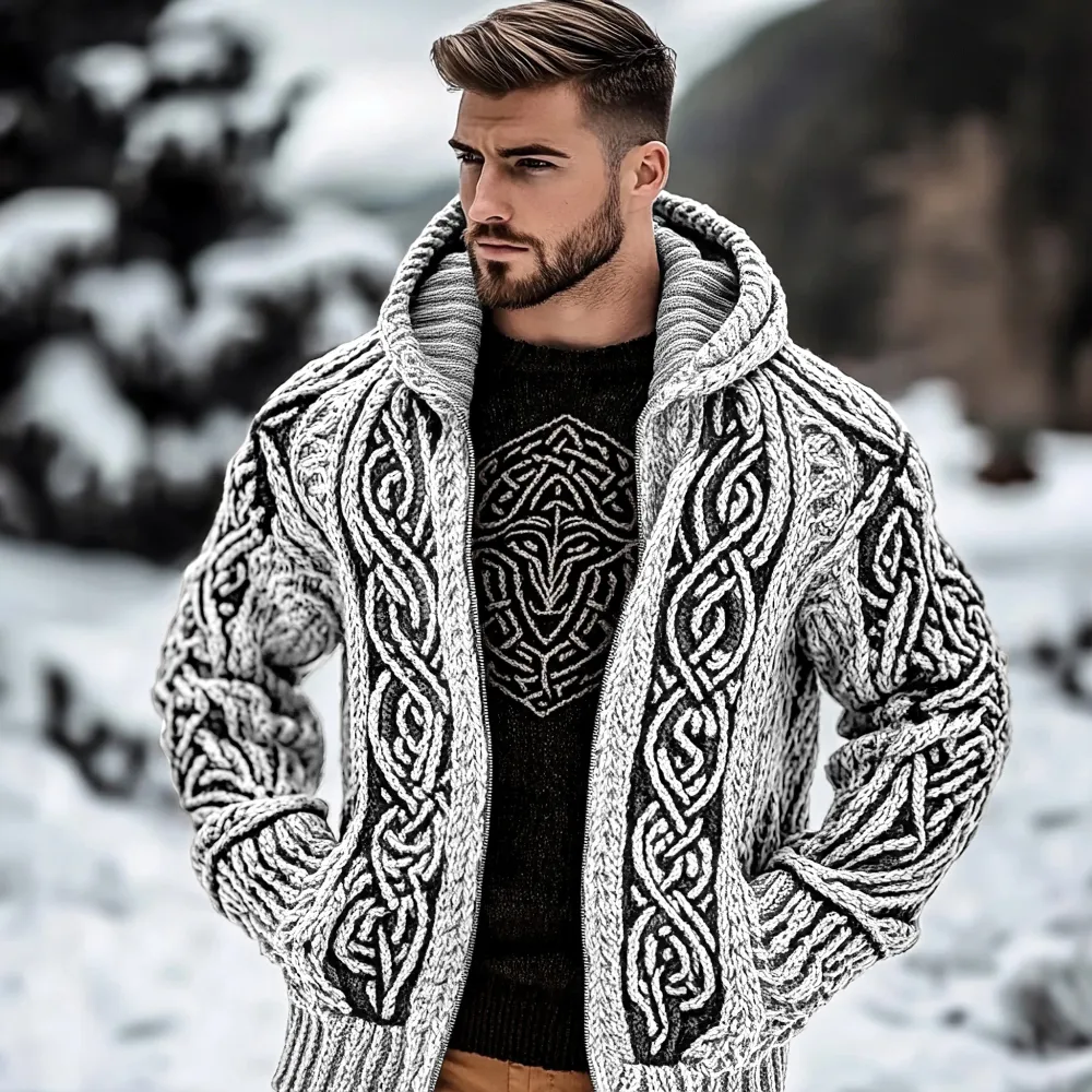 Men's Viking Kyle Style Extra Thick Hooded Zip-up Sweater