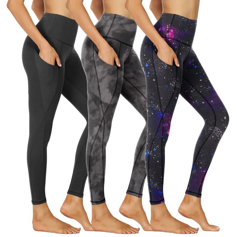 SHOWITTY Outlets Women's High Waisted 3 Pack Leggings with Pockets – Soft Plus Size Yoga Pants for Travel, Workout & Everyday Wear
