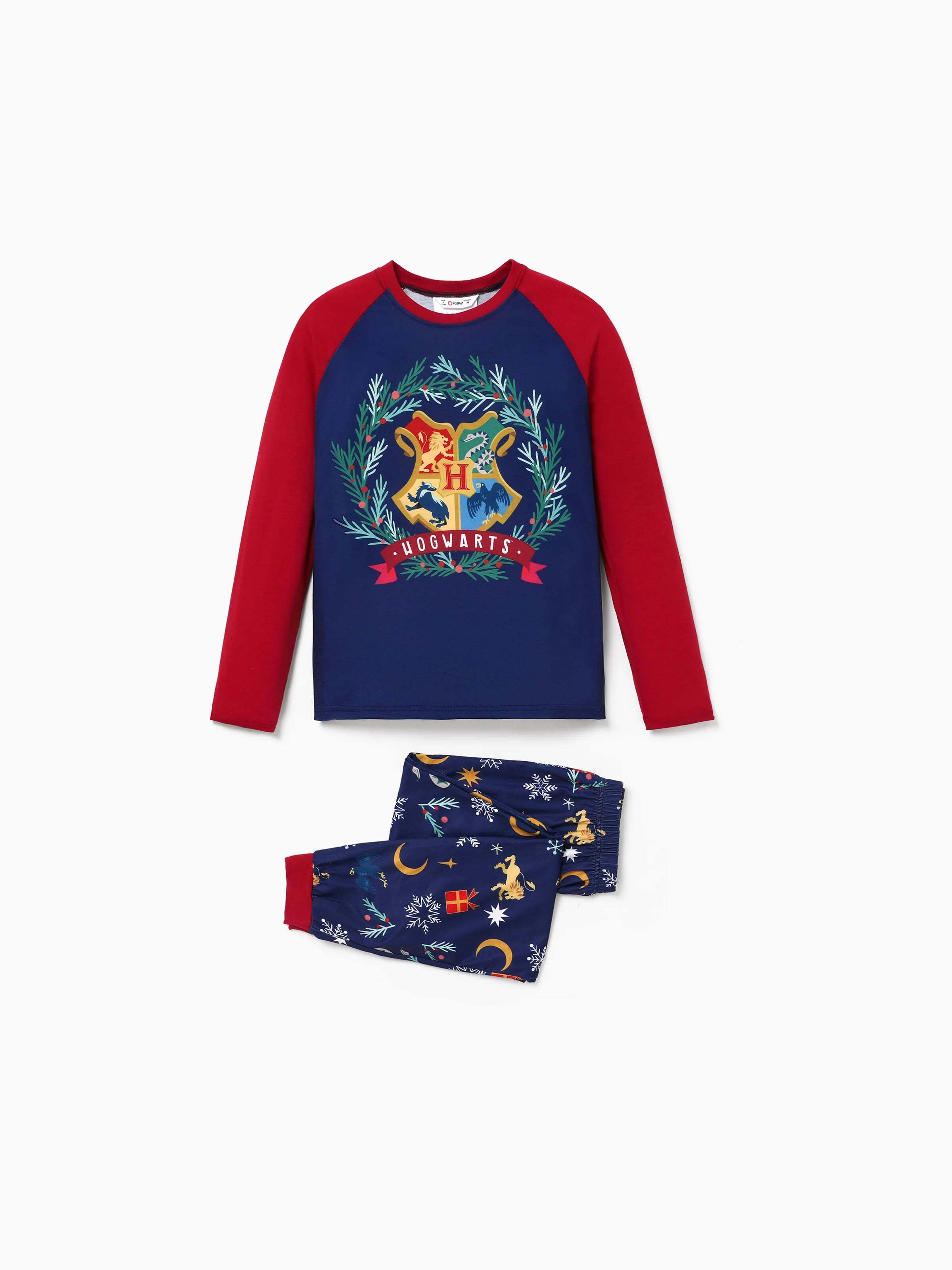Christmas Family Matching Hogwarts Print Pajamas Sets with Christmas Socks
