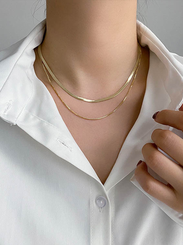 Simple Solid Color Multi-Layered Choker Necklaces Accessories