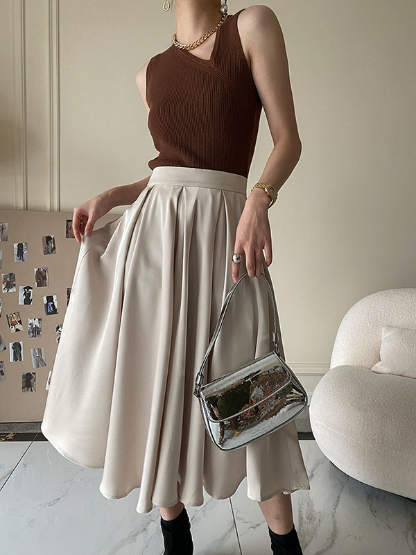 Asymmetric Solid Color Sleeveless V-Neck Vest Top