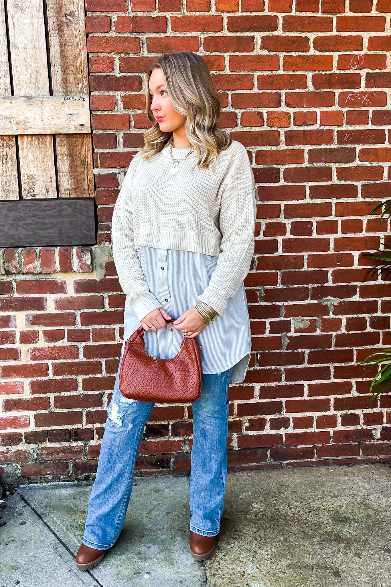 Split Seconds Knit and Button Down Top