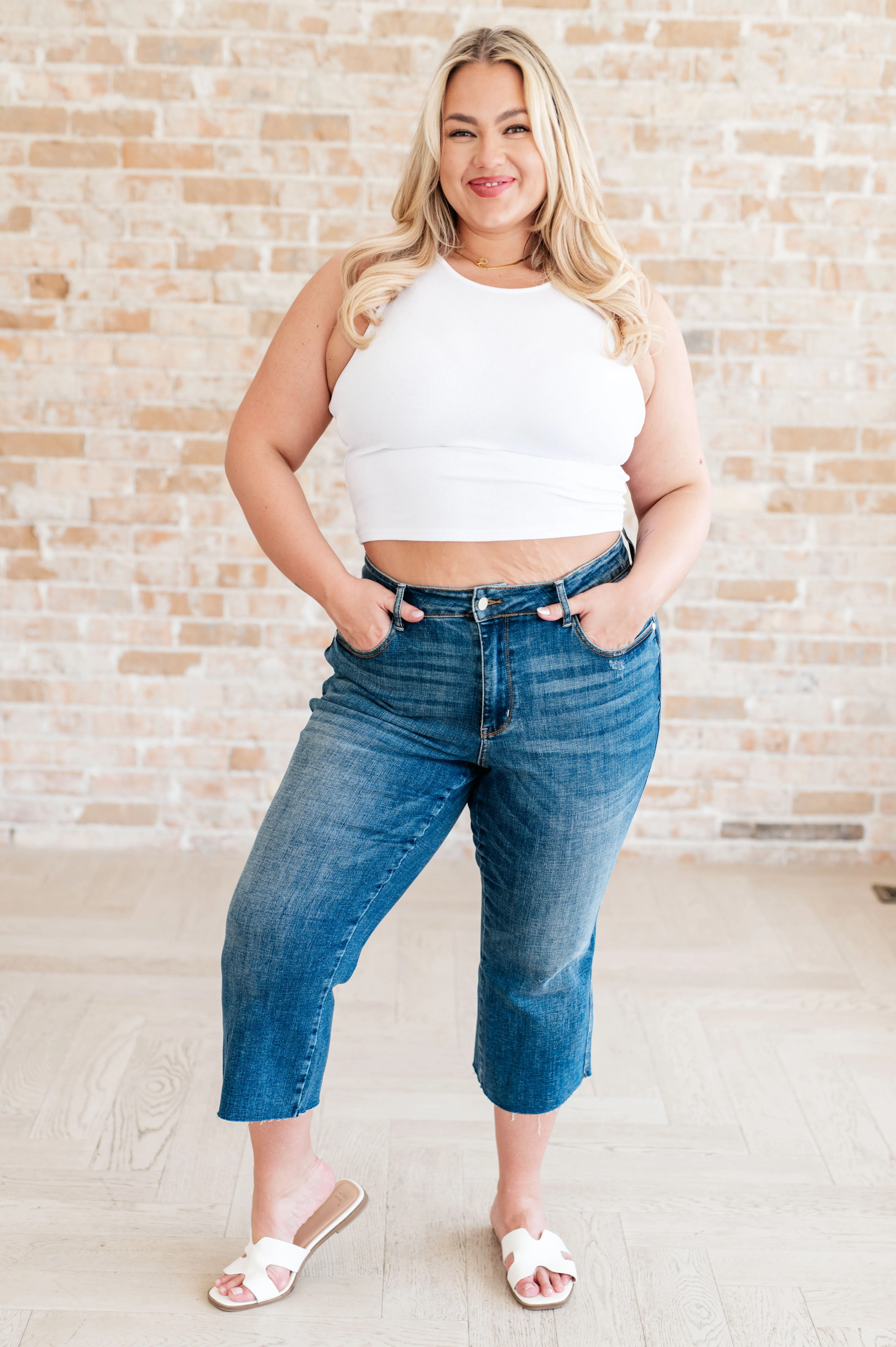 High Rise Wide Leg Crop Jeans